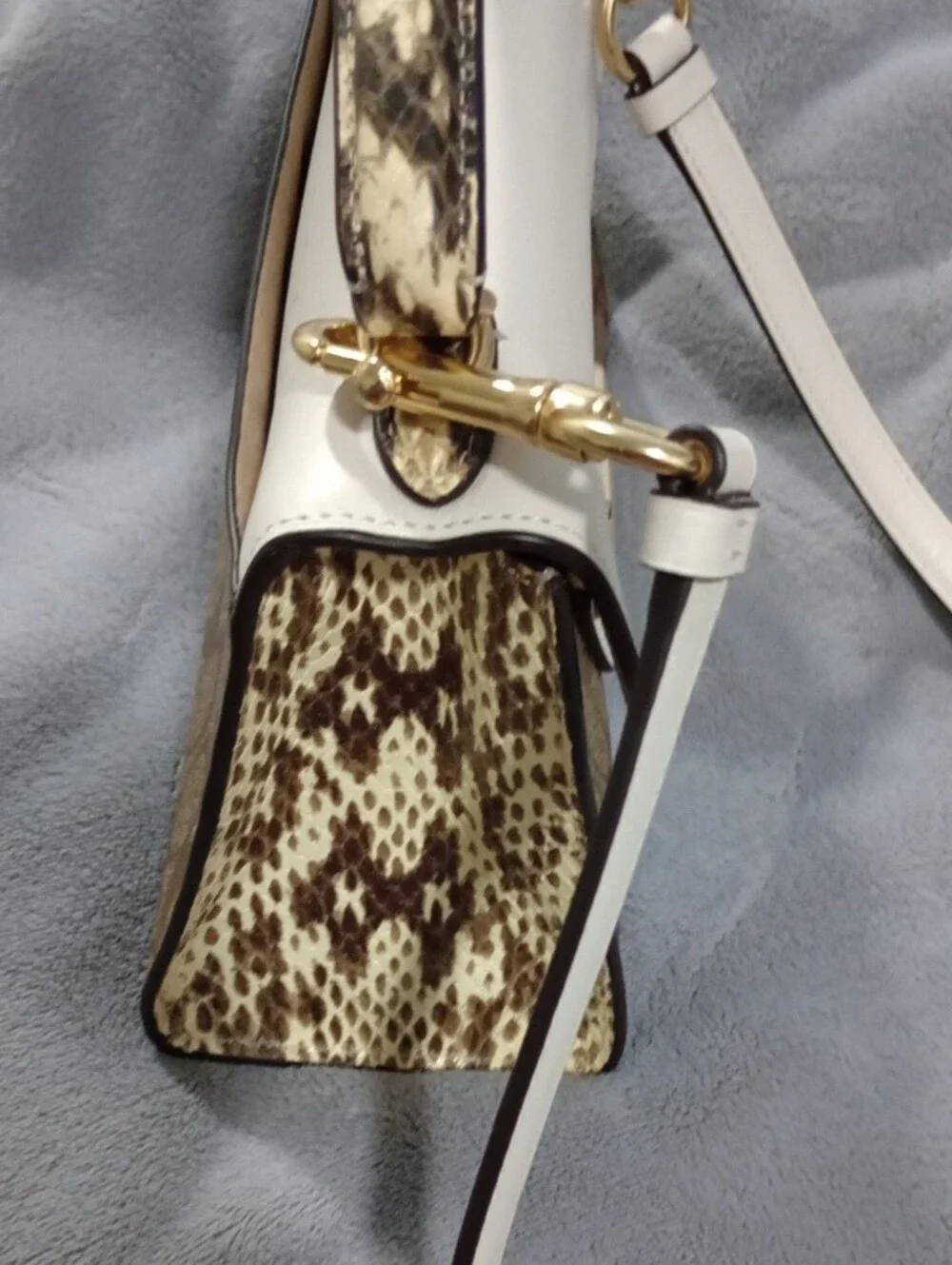 NWOT Coach Brown Pepper Signature Satchel with White Leather Trim